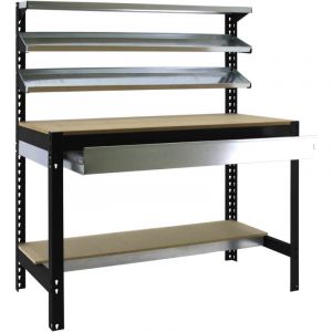 Simon Rack SimonRack Banc de Travail d'atelier, capacité de Poids 600 kg, 1445 x 1210 x 610 mm, Table de Travail, 1 tiroir, Anthracite/Madère - BT1
