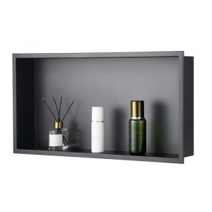 VEVOR Niche Douche Encastrable, 10,2x33x63,5 cm, Niche Murale Acier Inoxydable, &Eacute;tag&egrave;re de Salle de Bain Moderne &Eacute;tanche, Facile &agrave; Nettoyer, pour Stockage Savon Shampoing Douche Salle de Bains, Noir