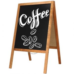 Springos Panneau publicitaire ardoise sur pied 100 x 60 cm chevalet en bois ardoise de restaurant recto-verso