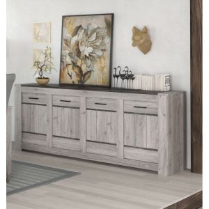 Deladeco Buffet/bahut contemporain chêne gris Talisman Chêne gris