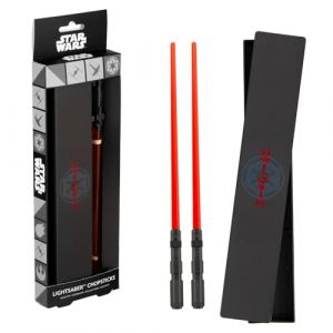 Paladone Star Wars Paire de baguettes de sabre laser Sith rouge avec boîte de rangement, accessoires de cuisine réutilisables sous licence officielle, cadeaux pour les fans de science-fiction et de