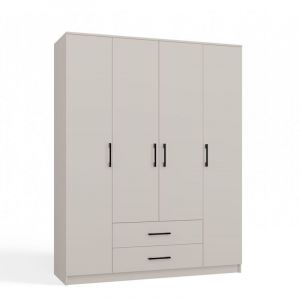 ROMA - Grande armoire de chambre 4 portes - 160x52x205 cm - 2 tiroirs - Armoire avec penderie