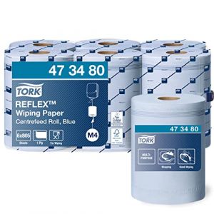Tork Reflex 473480 Papier d'essuyage multi-usages Advanced, compatible avec le syst&egrave;me M4 / un pli - 269,7m x 19,4cm - lot de 6 bobines - Bleu