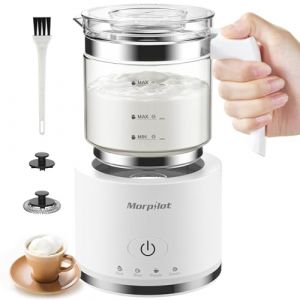 Morpilot Mousseur &agrave; Lait &Eacute;lectrique 4 en 1, 500ml 600W Grande Capacit&eacute; Emulsionneur de Lait Divis&eacute; en Verre &agrave; Mousse de Lait Chaude et Froide et Lait Chaud, Milk Frother pour Cappuccino Macchiato