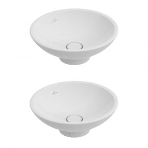 Image de Villeroy & Boch IDEAL STANDARD Lot de deux vasques rondes à poser avec trop plein 38 cm Loop & Friends - Blanc CeramicPlus