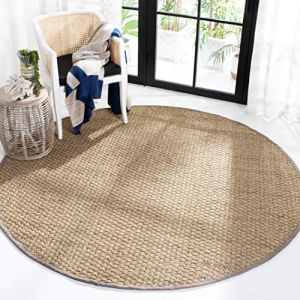 Safavieh Tapis en Fibres Naturelles Salon, Salle à Manger, Chambre à Coucher - Natural Fiber Collection, Tapis à Poil Court, Naturel, 91 x 91 cm