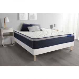 Ensemble sommier matelas 200x200 Actilatex max Latex et mémoire de forme 26 cm Ferme sommier kit Blanc