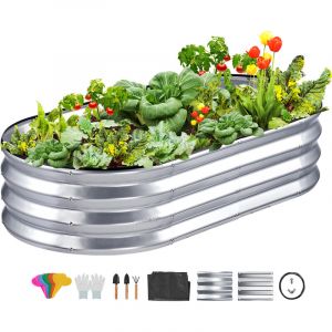 Image de VEVOR Jardini&egrave;re Lit de Jardin Sur&eacute;lev&eacute; Potager M&eacute;tal Galvanis&eacute; 122,5x62,5x28cm
