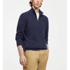 Ralph Lauren Pull droit col camionneur laine et cachemire homme