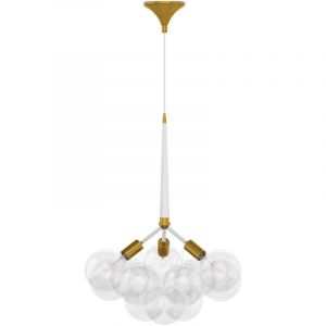 Privatefloor Lustre Globe Design Moderne, 9 Globes En Verre - Plaus Blanc