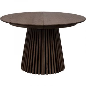 Freya - table à manger ronde extensible - effet bois foncé - 4 à 8 personnes
