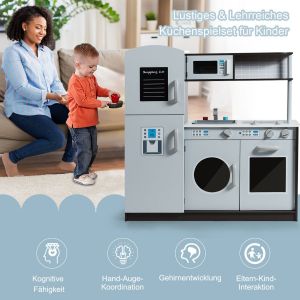 Cuisine pour enfants avec évier et robinet et cuisinière avec bruits de clics