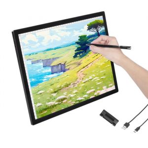 VEVOR Tablette lumineuse LED A3, table lumineuse dessin avec 6 niveaux luminosit&eacute; r&eacute;glable, tableau dessin rechargeable pour tra&ccedil;age, pour peinture diamant, animation, croquis, pochoir, artistes, noir