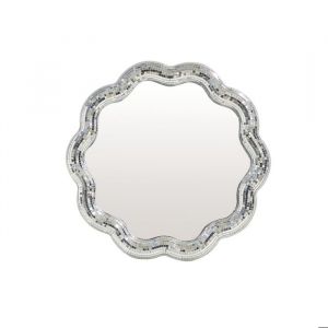 Opjet Miroir disco forme ondul&eacute;e avec facettes coloris argent