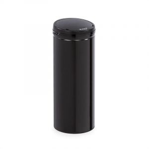 Image de Klarstein Cleanton - Poubelle avec capteur, capacité 50 L, ronde, sans contact : ouverture et fermeture automatique, porte sac poubelle, couvercle en plastique ABS/seau en acier inoxydable, noir