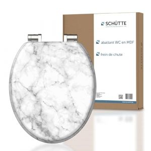 Schütte Marmor Stone Abattant WC en MDF avec frein de chute Blanc/gris