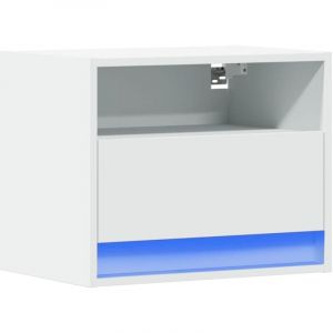 VidaXL Table de chevet murale avec lumières LED blanc, table de chevet flottante, support de téléphone, table de chevet à LED