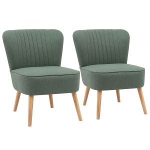 Oviala Lot de 2 fauteuils style crapaud en tissu vert