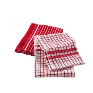 Douceur d'Intérieur, 2 Torchons (50 x 70 cm) Classico Rouge, Eponge Mineur