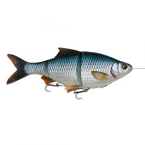 Savage Gear 4D Line Thru Roach Leurre en caoutchouc pour la pêche au brochet, pour le remorquage et la pêche au lancer, Swimbait pour le brochet, Big Bait, modèle : Roach. 18 cm. 80 g.