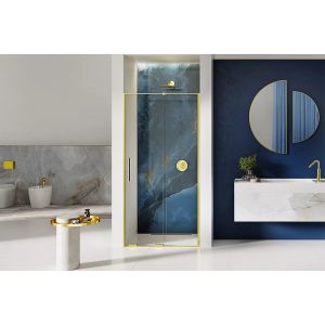 Porte de douche dorée 150 cm 2 volets coulissante gauche HAWAII GOLD