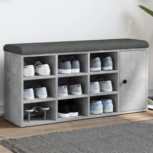 VidaXL Banc à chaussures gris béton 102x32x50 cm bois d'ingénierie Gris