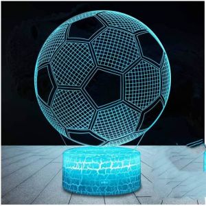 Lampe 3D Football, led Veilleuse Illusion Lampes 7 Couleurs Changeantes Contrôle Tactile usb Lampe de Bureau Optique