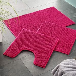 WOHNDIRECT Tapis de bain, avec d&eacute;coupe pour WC PARIS - 1 pi&egrave;ce 45x45 cm, rose