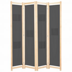 VidaXL Cloison de séparation 4 panneaux Gris 160x170x4 cm Tissu