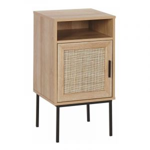 Image de Beliani Table de chevet effet bois clair / rotin PASCO