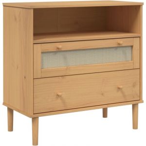 VidaXL Buffet senja aspect rotin marron 80x40x80 cm bois massif de pin