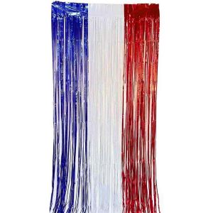 Ptit Clown Rideau de porte France avec franges tricolores: bleu, blanc et rouge 1 x 2m (x1) REF/22395