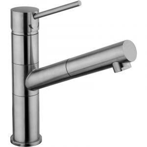 Paini France Robinetterie - Mitigeur cuisine a douchette inox - Douchette extractible en abs