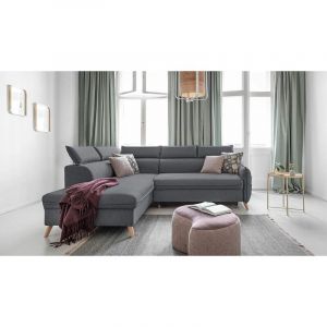 Image de Bobochic MARIUS - Canapé d'angle L convertible - 5 places - Gauche Couleur - Gris foncé