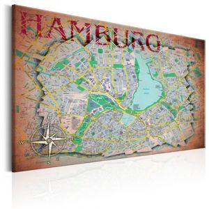 Artgeist Tableau - Map of Hamburg 120x80