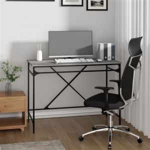 VidaXL Bureau en fer contreplaqué Sonoma gris 100x50x75 Cm