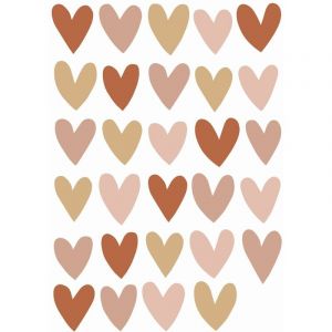 Sticker mural coeurs terracotta, rose et beige - ESTAhome