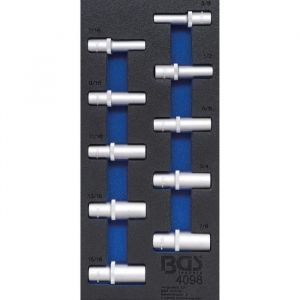 BGS Technic Insert de servante d'atelier 1/3 : Douilles pour clé, six pans 12,5 mm (1/2') en pouces longues 10 pièces