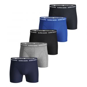 Bj&ouml;rn Borg Cotton Stretch Boxer 5p, Black, Melange, Blue, Navy Blue, M (Lot de 5) Homme