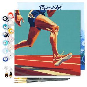 Figured'Art Mini Peinture par Numéro Adulte 20x20cm avec cadre Affiche sportive Athlétisme - Petit Format Kit de Loisir Créatif DIY Numéro d'Art Complet