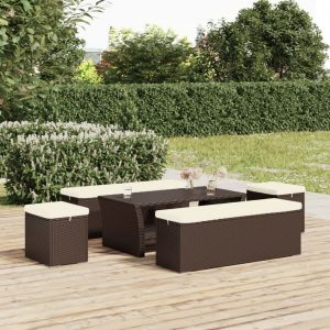 VidaXL Poufs avec coussins 2 pcs marron 40x30x40 cm r&eacute;sine tress&eacute;e
