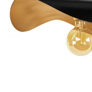 Tosel Pack de plafonniers suspendus de 40 cm fabriqués en fer et en acier de couleur noir et doré Madame Lot