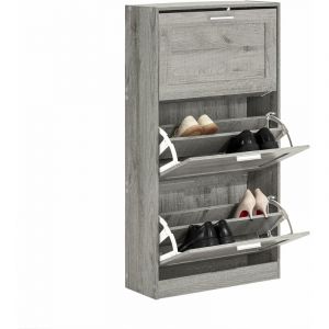 Sobuy FSR137-L-HG Meuble à Chaussures Armoire à Chaussures Commode à Chaussures Meuble d'entrée, Meuble de Rangement à Chaussures avec 3 Abattants pour