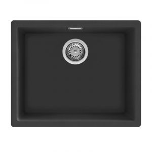 Smeg Évier à encastrer ou sous-plan QUADRA en granit noir 1 bac 45 cm