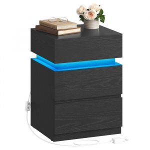 Table de Chevet - VASAGLE - Bande LED Multicolore Réglable - 3 Tiroirs - Style Moderne