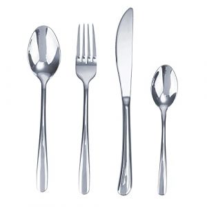 Villa d'Este Home Tivoli Lot de 24 couverts inox brillant, Drop, acier/argent, moyen