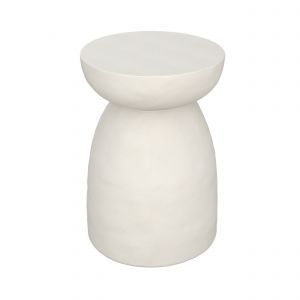 Table d'appoint ronde en béton blanc D35 cm