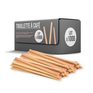 Touillette Agitateur à café - Lot de 1000 - Bois Naturel, taille 11x5cm - Mélangeurs Jetables Biodégradables p