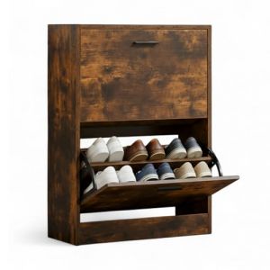 CATAVANA - Meuble de Rangement a Chaussure 12 Paires - Grande &Eacute;tag&egrave;re pour Couloir - MDF Style Bois - Design - L60x24xH80 cm