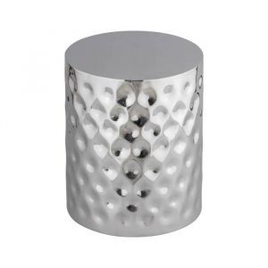 Table d'appoint. bout de canap&eacute;. table de chevet acier &eacute;maill&eacute; chrom&eacute; &Oslash;33 x H 41cm - Mira